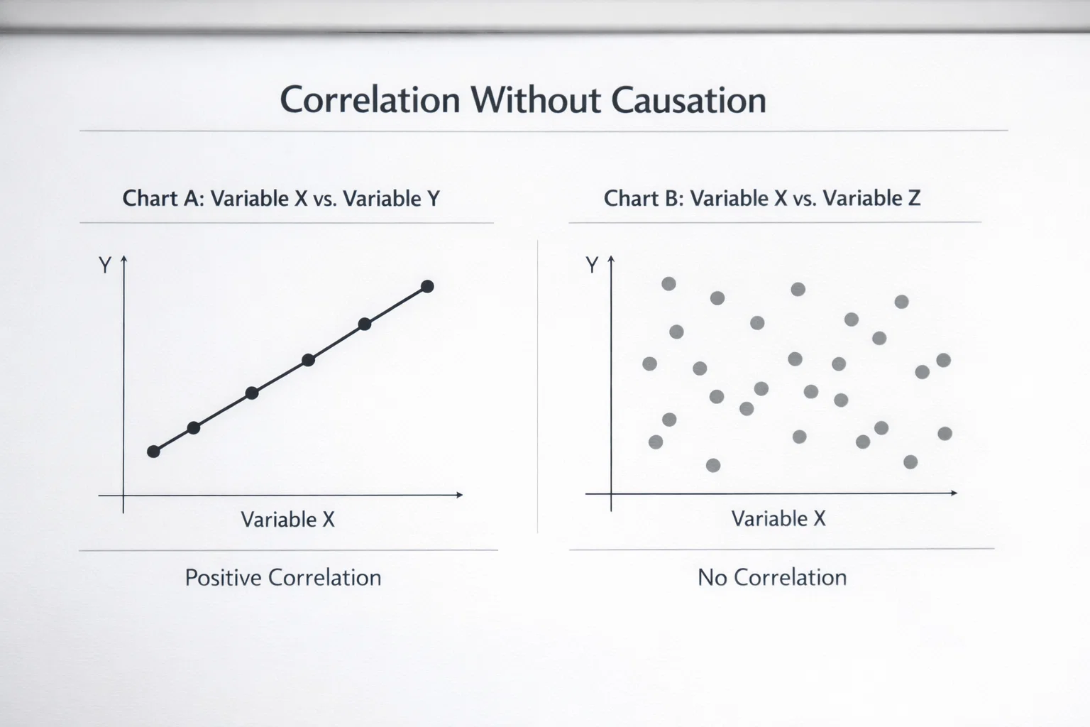 Zwei nebeneinander liegende Diagramme zeigen Korrelation ohne kausalen Zusammenhang