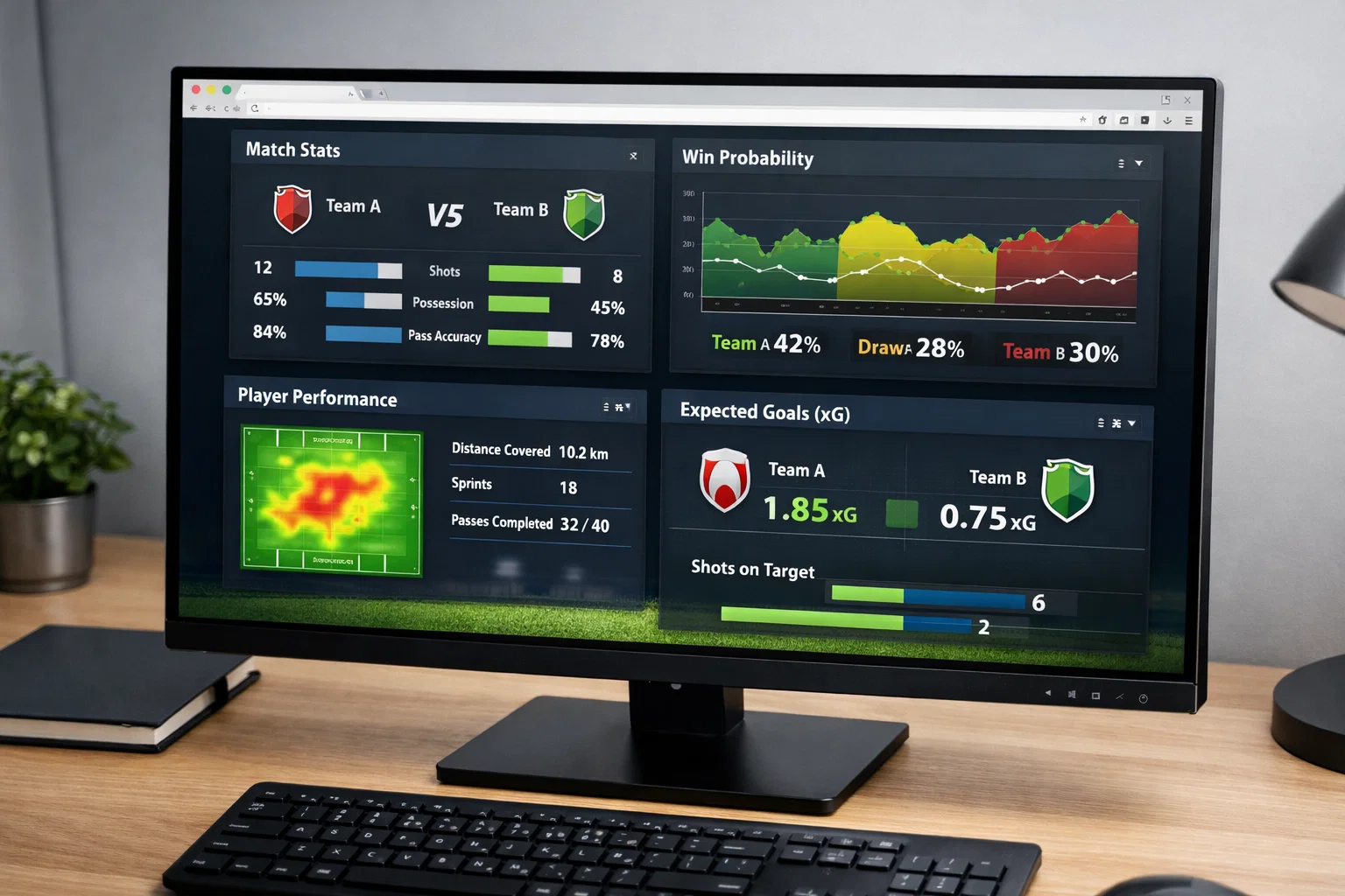 Übersichtliche Darstellung verschiedener Analyse-Plattformen auf einem Monitor