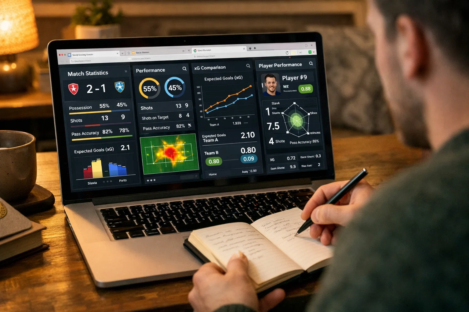 Person vergleicht mehrere Statistiken auf verschiedenen Browser-Tabs