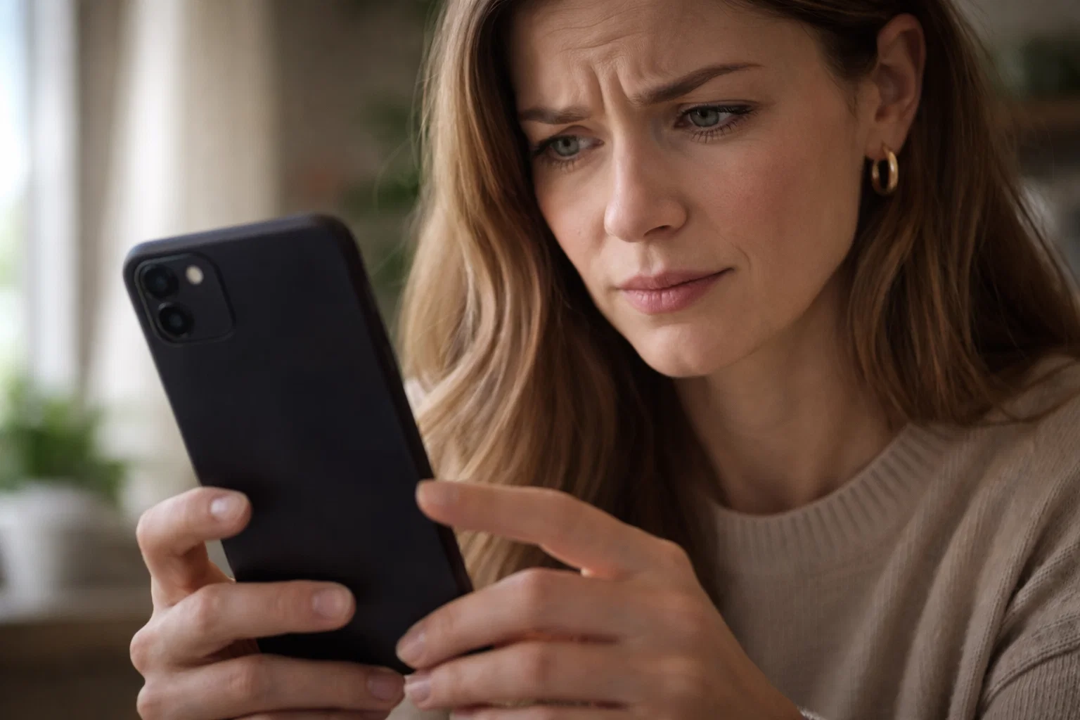 Skeptischer Blick auf einen Smartphone-Bildschirm mit fragwürdigen Wettangeboten